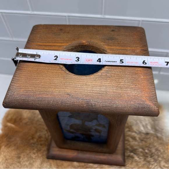 Vintage Wooden Luminary/Candle Holder with Stained Glass Door - Picture 10 of 15